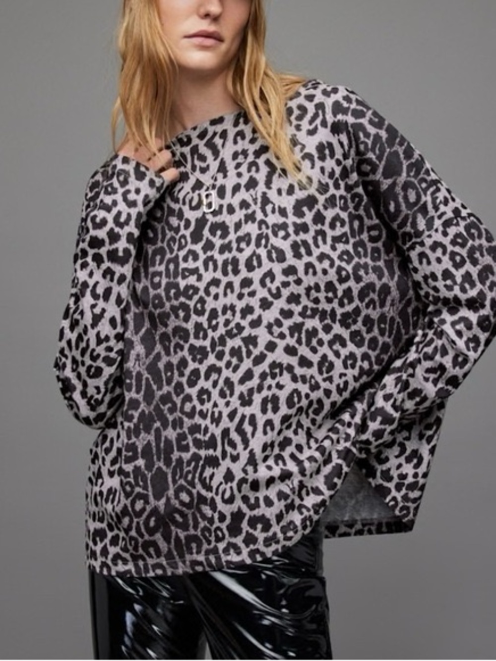 Allsaints Rita leppo animal print drop shoulder shirt